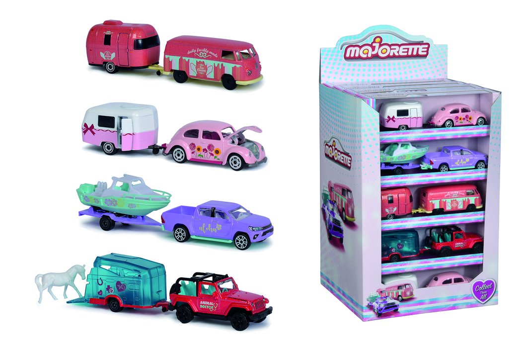 Majorette: Pink Drivez Trailer - Jeep Wrangler with Horse Trailer
