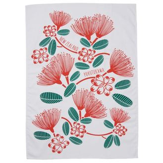 H&B Tea Towel Pohutukawa White