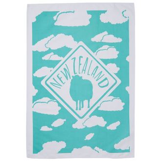 H&B Tea Towel Blue Sheep White