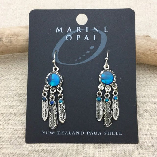 Marine Opal - 3 Feather Earring