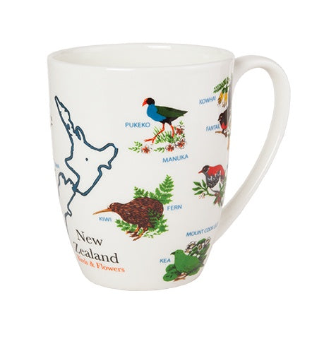 NZ Coffee Mug - Birds & Flowers