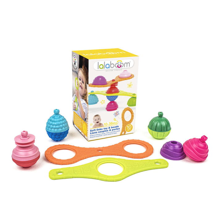 Lalaboom - Soft Links Toy & Beads (2 Links & 8pc Beads)