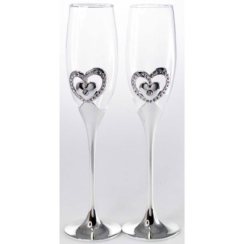 Champagne Glasses with Heart - set of 2
