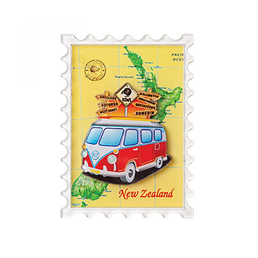 NZ Magnet -Tour Van Acrylic 3D Stamp