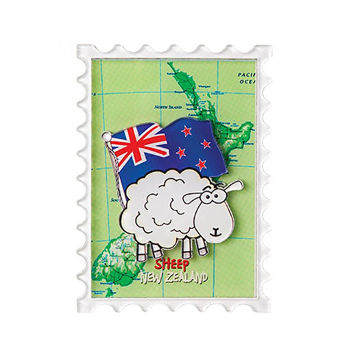 NZ Magnet - Sheep & Flag Acrylic 3D Stamp