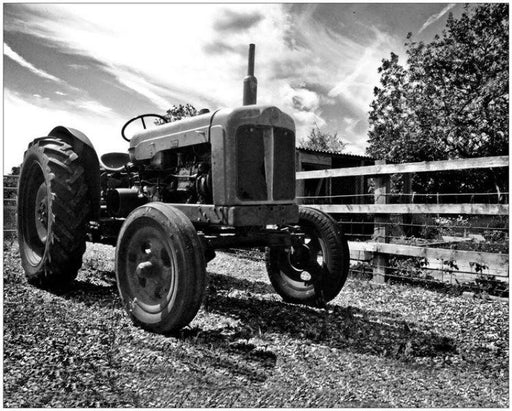 Posh Garage Signs - Tractor B & W