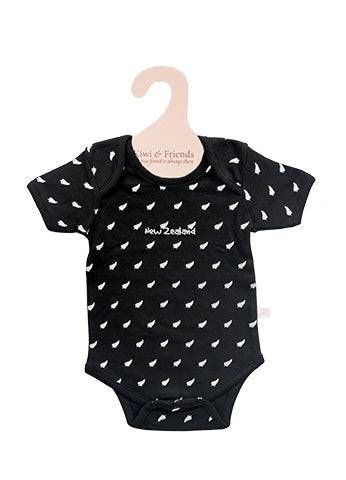 Kiwi & Friends - Baby Fern Romper (000) Black 0-3 months