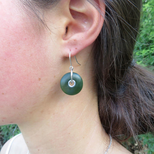Mana NZ - Greenstone Drop Earrings Doughnut GSE1023