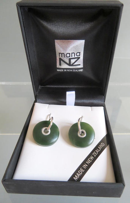 Mana NZ - Greenstone Drop Earrings Doughnut GSE1023