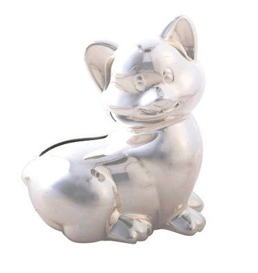 Silver Cat Money Box