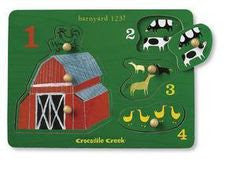 Crocodile Creek Wooden Peg Puzzle - Barnyard 123