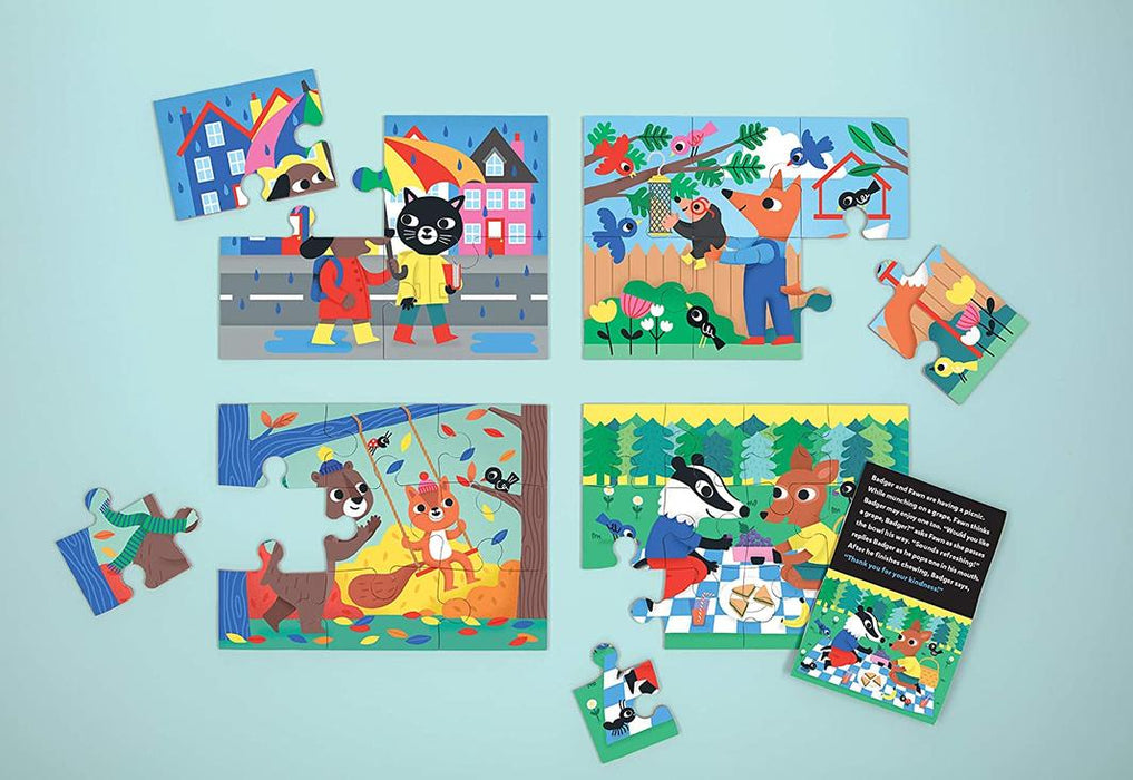 Mudpuppy - 4 in a Box Puzzle Set Kindness