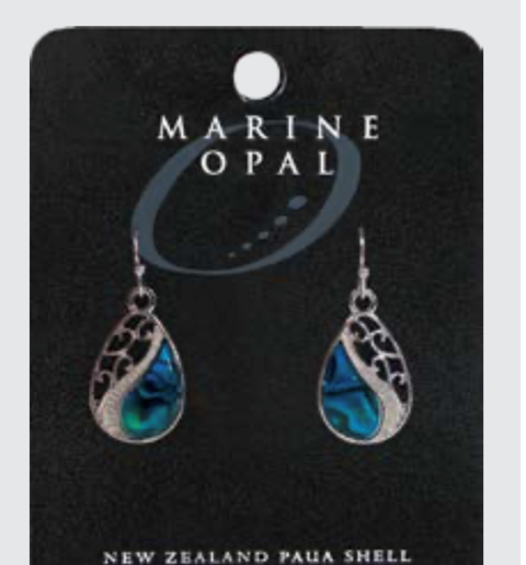 Marine Opal - Filigree Teardrop Earrings