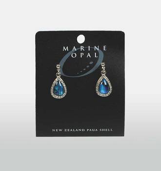 Marine Opal - Crystal Teardrop Earrings