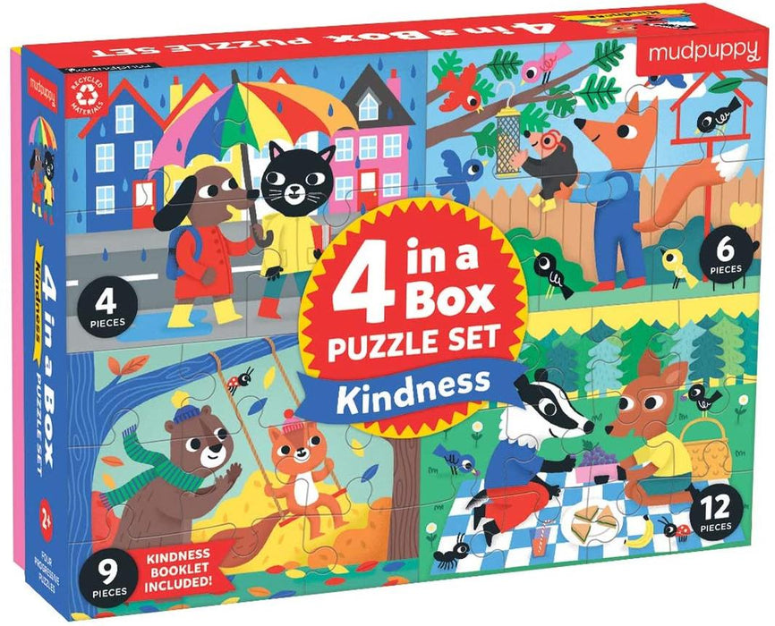 Mudpuppy - 4 in a Box Puzzle Set Kindness