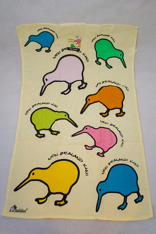 NZ Tea Towel - Quirky Kiwis Beige