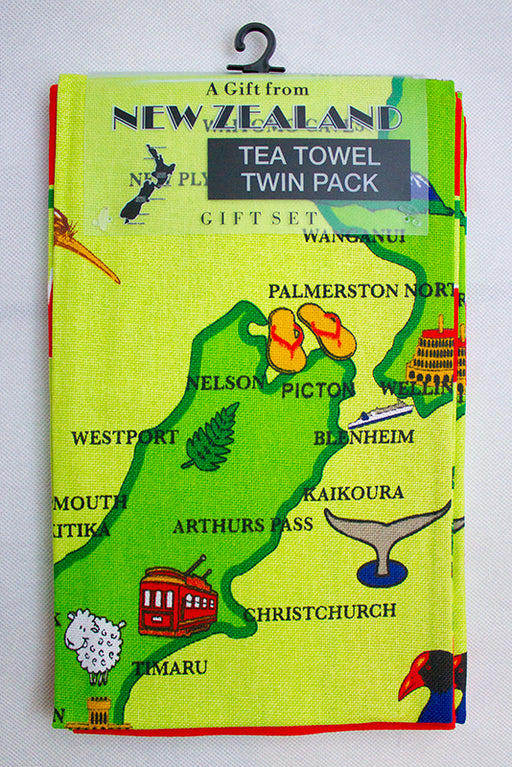 New Zealand Map Tea Towel Pack