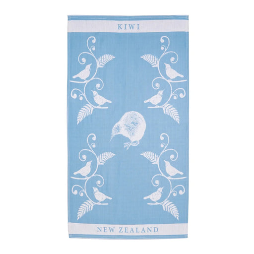 NZ Tea Towel - Jacquard Kiwi & Tui Blue