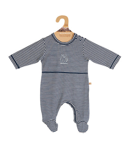 Kiwi & Friends - Baby Merino Onesie - Navy/White (0) 6-12 mths