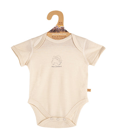 Kiwi & Friends - Baby Merino Romper - Cream (0) 6-12 mths