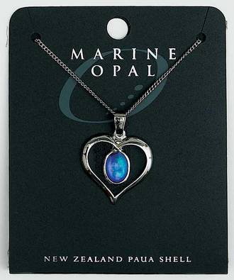 Marine Opal - Necklace Paua Oval in Heart