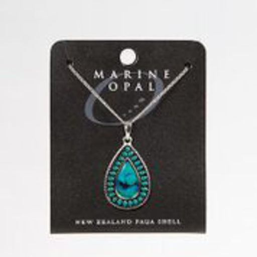 Marine Opal - Turquoise Black Teardrop Pendant