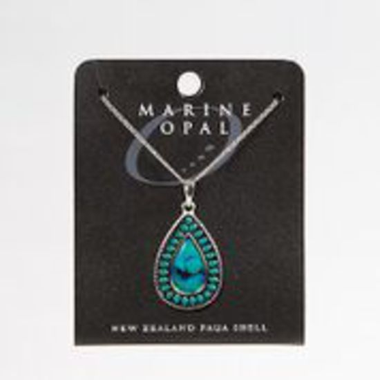 Marine Opal - Turquoise Black Teardrop Pendant