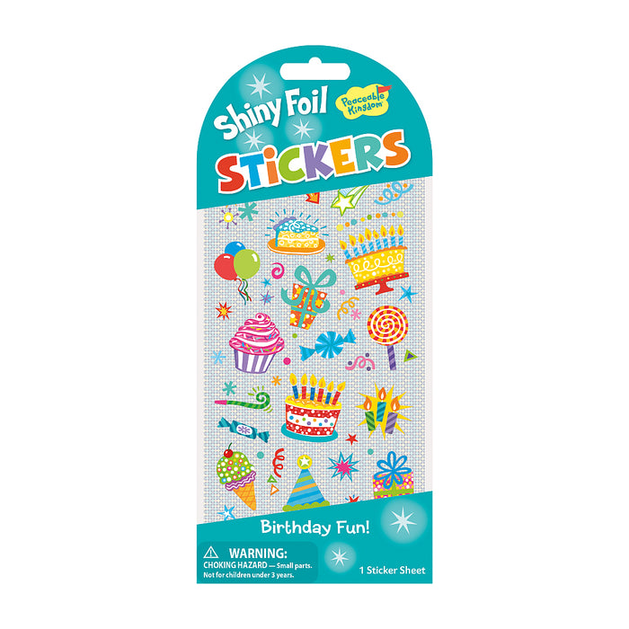 Peaceable Kingdom: Shiny Foil Stickers - Birthday Fun