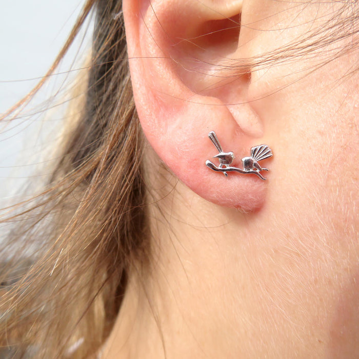 Wildside XP21 - Sterling Silver Fantail Stud Earrings