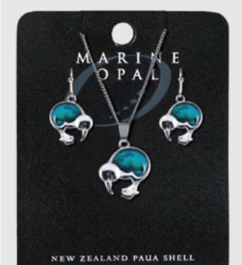 Marine Opal - Blue Medium Kiwi Earring and Pendant Set
