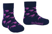 My First Kiwi - Merino Wool Socks - Kiwi, Pink/Blue 12-24 months
