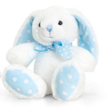 Keel Toys: Baby Keel Spotty Rabbit White & Blue 15cm