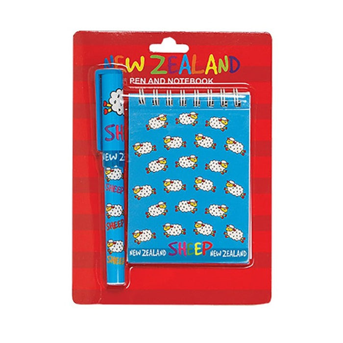 NZ Pen and Notebook Set - Blue with Sheep Design