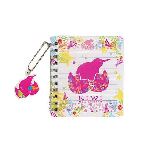 ﻿NZ Notebook With Charm - Pink Kiwi