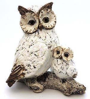 Posh Figurine - Owl Mum and Baby on Log
