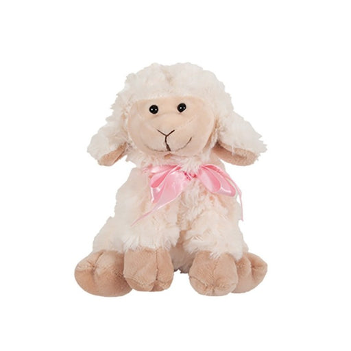 Kiwi & Friends - Sitting Sheep 19cm with Pink Ribbon