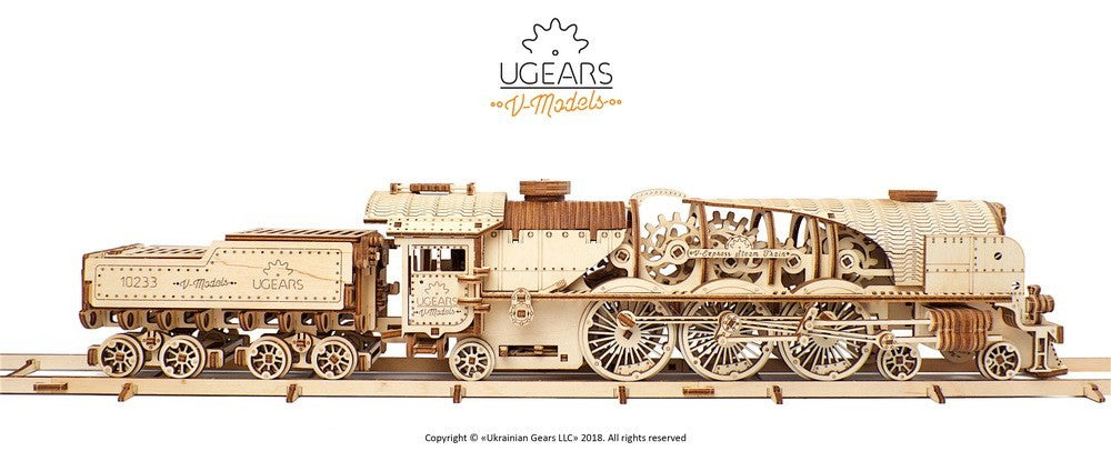 Ugears: Mechanical Models - V-Express Steam Train with Tender