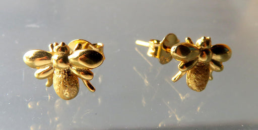 Wildside XP26 - Sterling Silver Stud Earrings Gold Bee