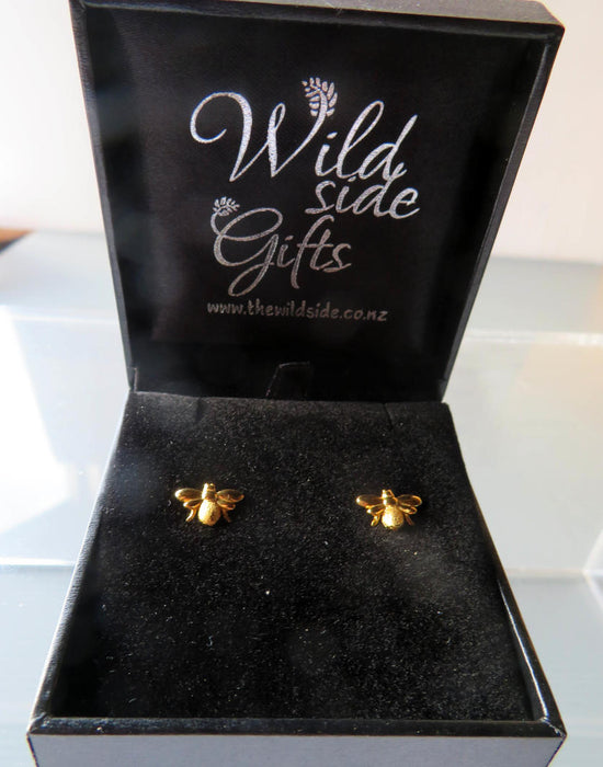 Wildside XP26 - Sterling Silver Stud Earrings Gold Bee