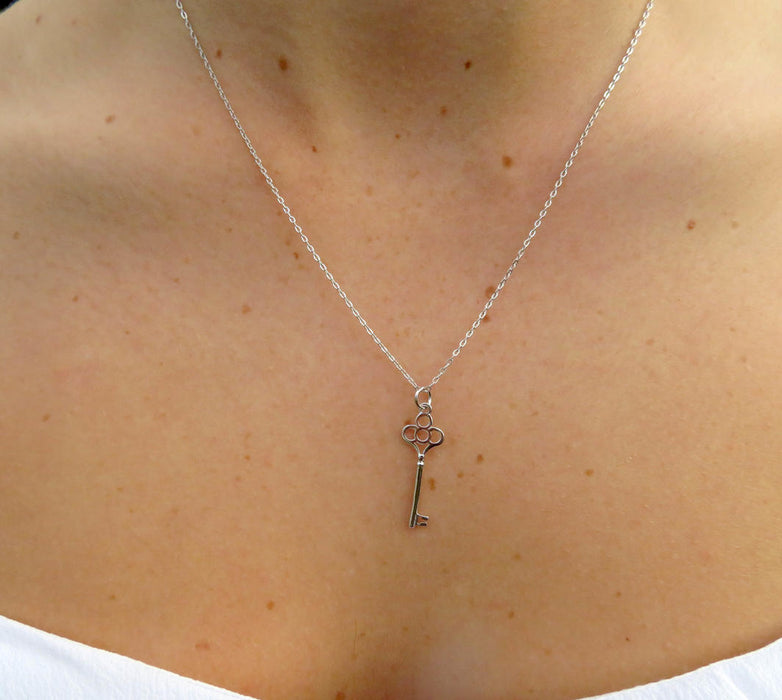 Wildside XP33 - Sterling Silver Antique Key Pendant on Sterling Silver Chain