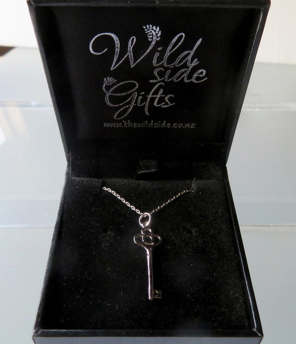 Wildside XP33 - Sterling Silver Antique Key Pendant on Sterling Silver Chain