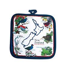 NZ Pot Holder & Oven Glove Set - Birds & Flower