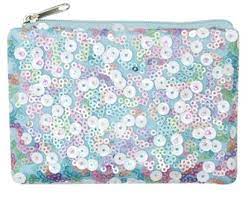 Pink Poppy Bloom Fairy Sequin Coin Purse - Blue