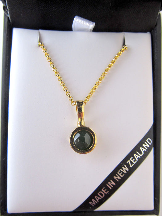 Wildside GS3013G Mana NZ - Greenstone Pendant Small Gold Round