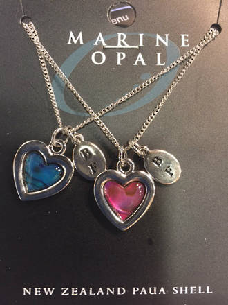 Marine Opal - Best Friends Pendant Heart Set