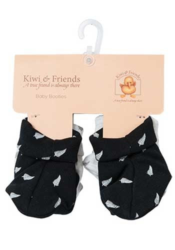 Kiwi & Friends - Baby Fern Booties 2pk silver/black