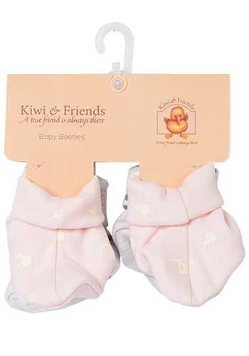 Kiwi & Friends - Baby Kiwi Booties 2pk pink/silver