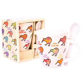 NZ Mug and Spoon Set - Colourful Kiwis