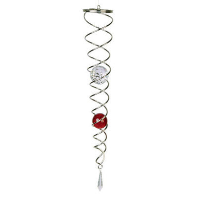 Natures Melody - Windspinner - Spiral Red & Clear Ball 18"