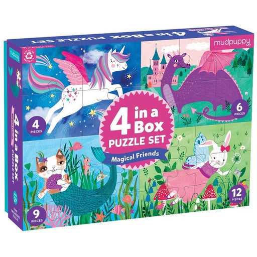 Mudpuppy - 4 in a Box Puzzle Set Magical Friends